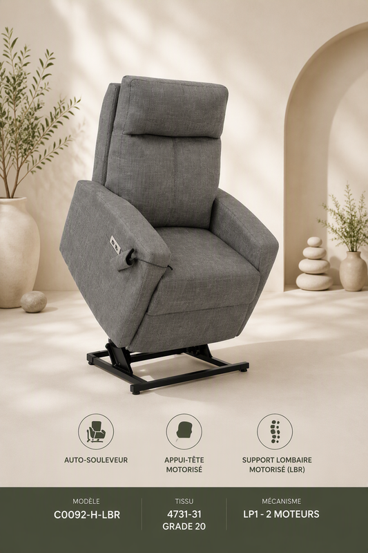 Fauteuil ELRAN à élévation avec appui-tête motorisé